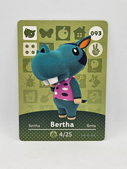 093 Bertha Animal Crossing Amiibo Card Series 1