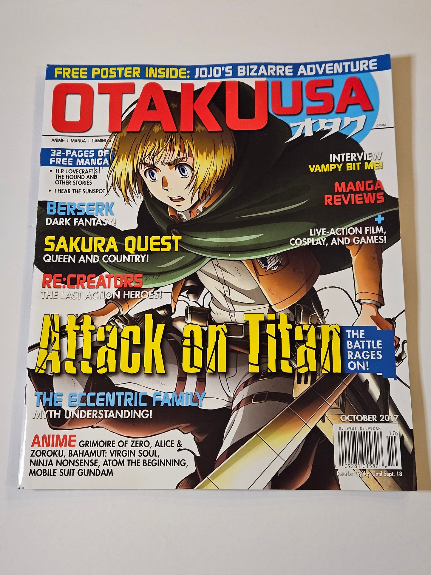 Otaku USA Magazine October 2017 Attack On Titan (With Poster)