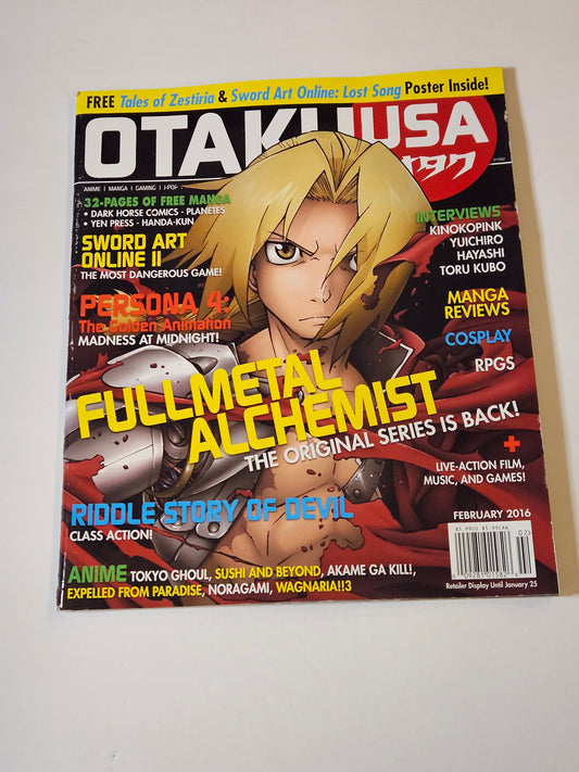 Otaku USA Magazine February 2016 Fullmetal Alchemist (With Poster)