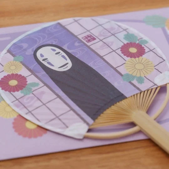 Bamboo Fan & Letter Set No Face with Flower - Spirited Away (Japan Exclusive)