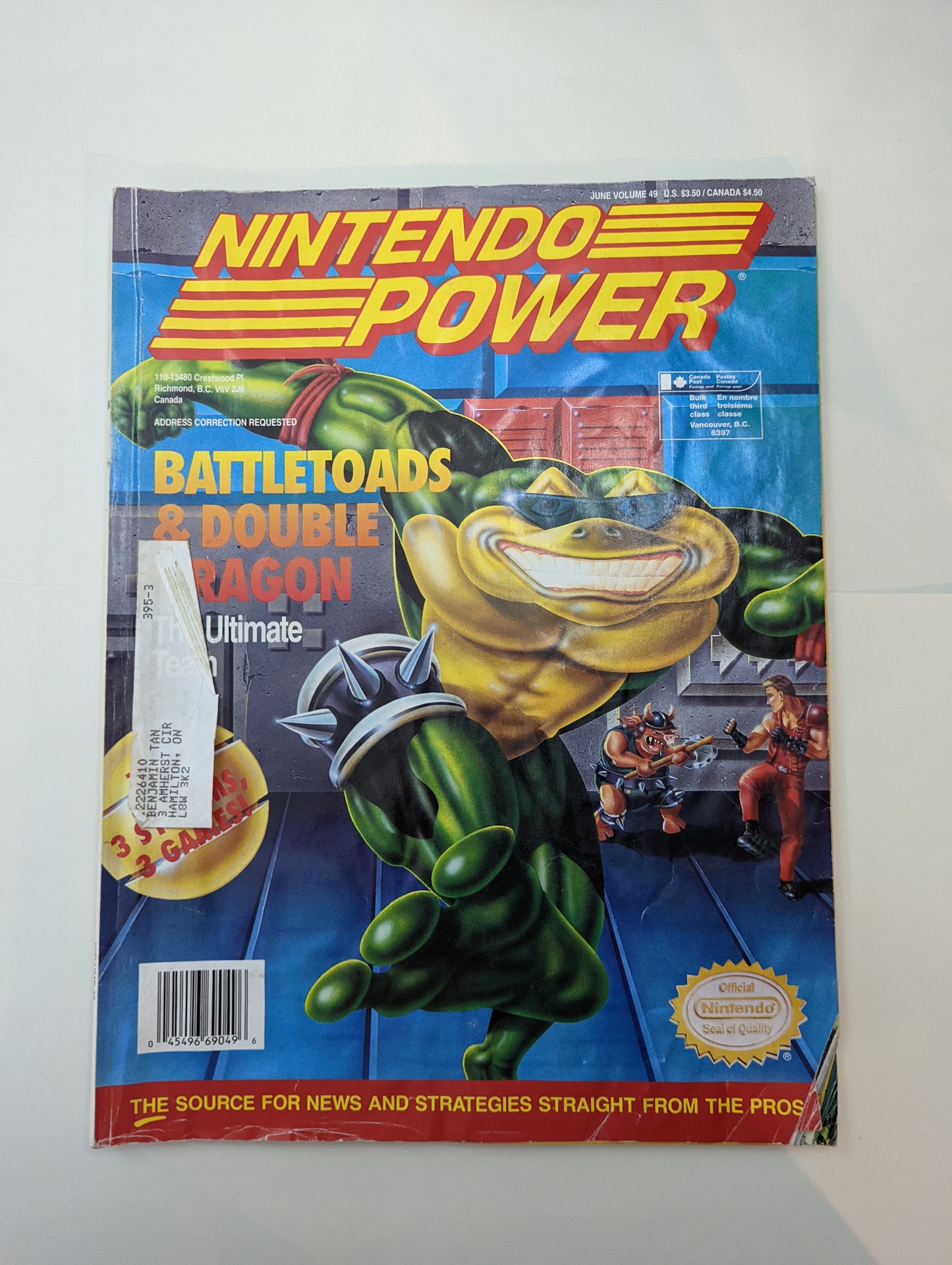 Nintendo Power Issue: 49 BattleToads & Double Dragon (With Poster and Cards)