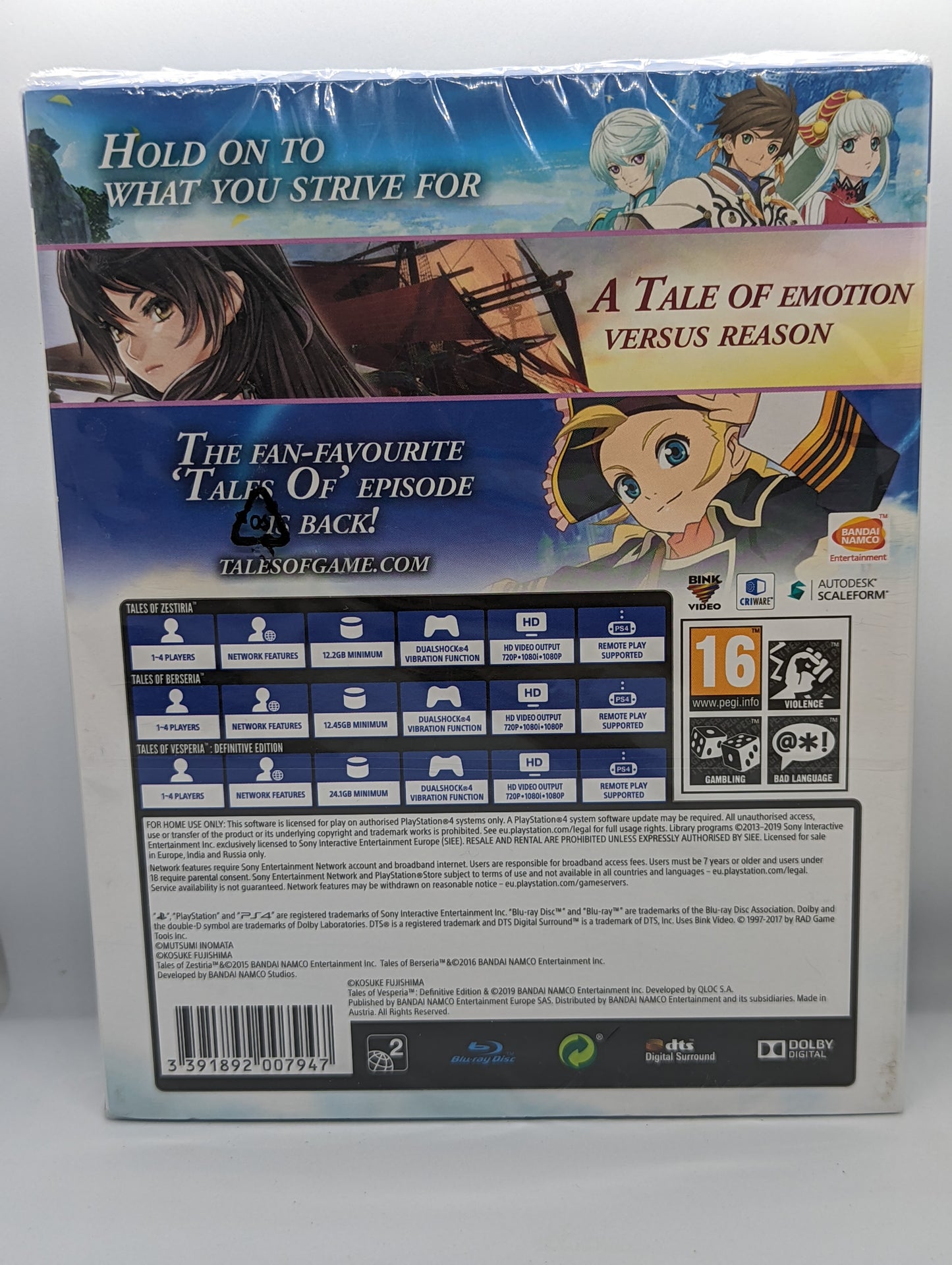 Tales Of Zestiria + Tales Of Berseria + Tales Of Vesperia: Triple Pack Bundle (Sealed)